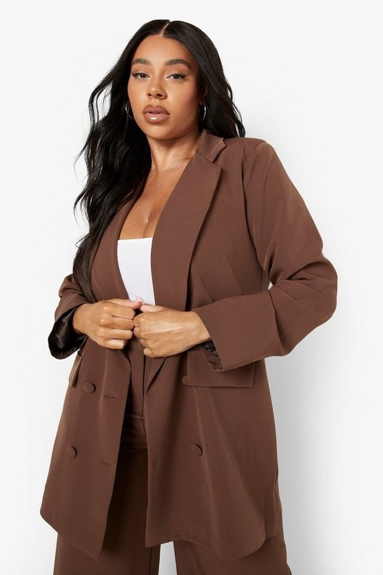 Plus Double Breasted Oversized Blazer | Boohoo.com (US & CA)