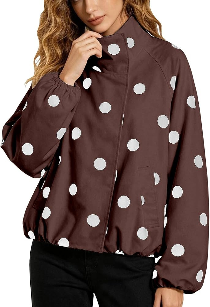 WILLBEST Women's Plaid Jacket Casual Long Sleeve Checked Bomber Jackets Stand Collar, Zip Up Vint... | Amazon (UK)