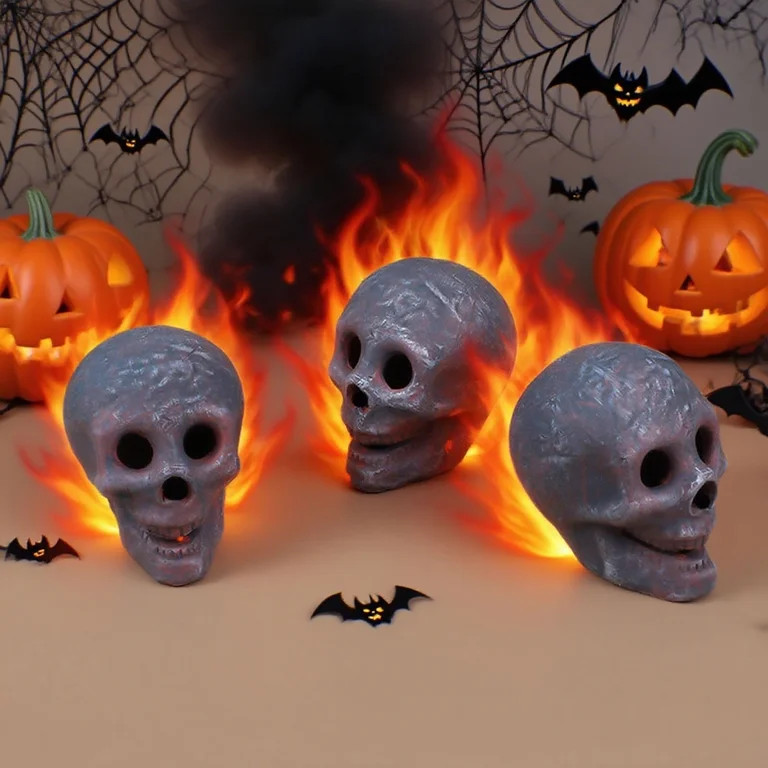 3Pcs Halloween Fire Pit Skull Decoration, Halloween Skulls Decor, Ceramic Halloween Skull Props, ... | Walmart (US)