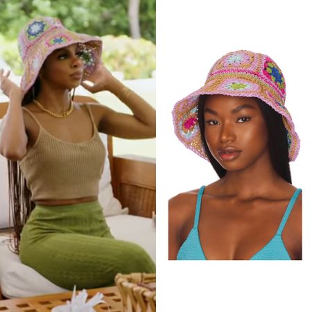 Candiace Dillard’s Pink Crochet Bucket Hat 