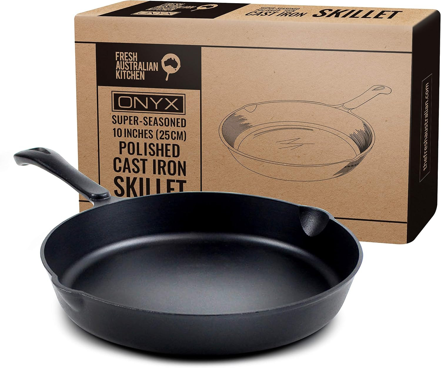 Fresh Australian Cast Iron Skillets - 10 Frying Pan, Non-stick Cast Iron Pan, Pre-seasoned Cast I... | Amazon (US)