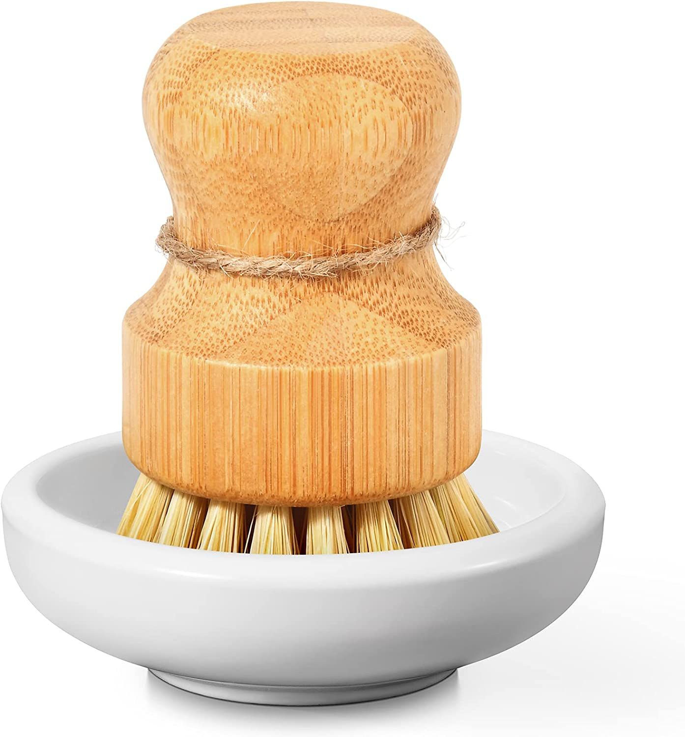 SUBEKYU Bamboo Dish Scrub Brush for Kitchen Sink, Natural Wooden Washing Dish Brush Scrubber, Sis... | Amazon (US)