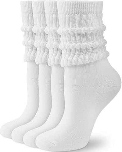 HONGTEYA Slouchy Crew Socks for Women Soft Scrunch Socks Cute Fashion Retro for Boot Sneakers Siz... | Amazon (US)