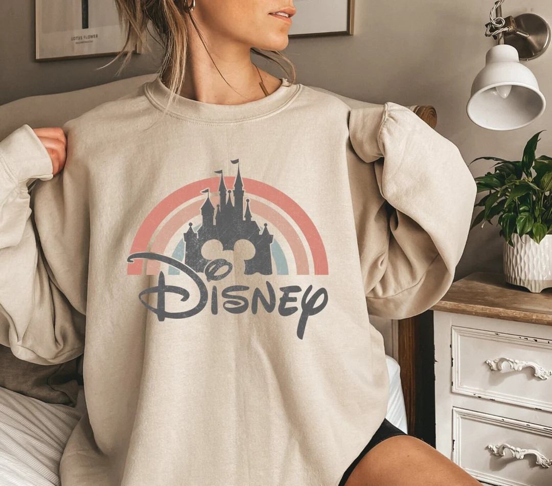 Disney Rainbow Castle Sweatshirt, Disney Vintage ,Disney Family Sweatshirt, Disney Castle Sweatsh... | Etsy (US)