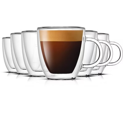 JoyJolt Double Wall Glass Espresso Mugs - 5.4 oz - Set of 6 | Target