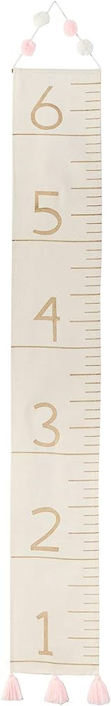 Mud Pie Arrow Milestone Growth Chart Canvas Off White, Pink Tassel | Amazon (US)