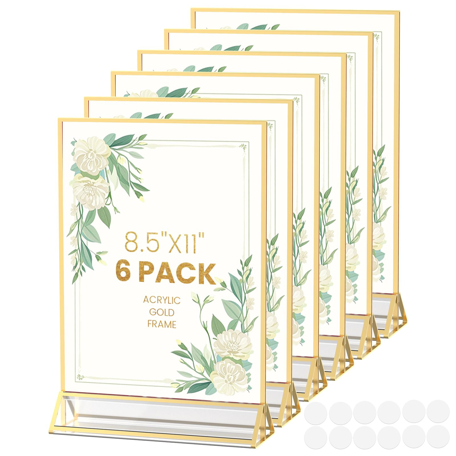 Acrylic Sign Holder 8.5X11 Gold Frames Double-Sided Gold Picture Frames for Flyer Holder Menu Hol... | Amazon (US)