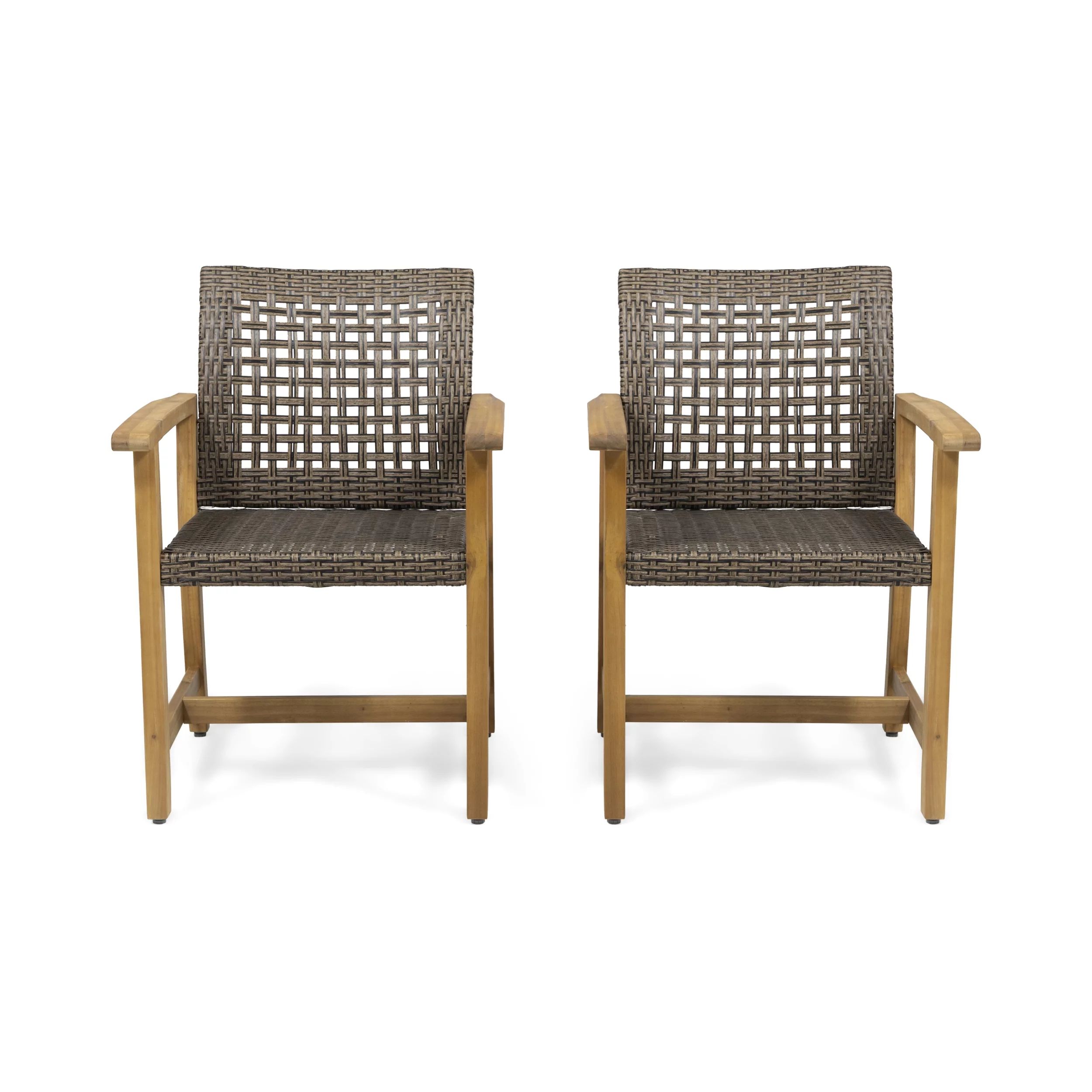 GDF Studio Levant Outdoor Acacia Wood Dining Chair (Set of 2), Teak Finish and Mixed Mocha - Walm... | Walmart (US)