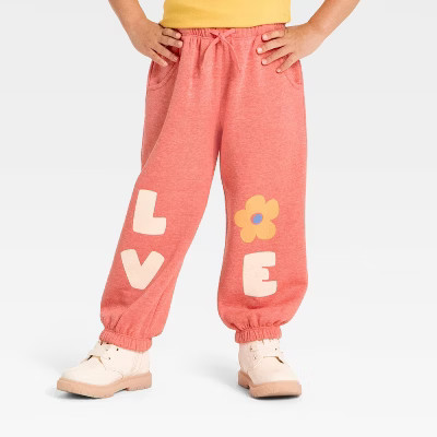 Toddler Girls' Love Jogger Pants - Cat & Jack™ Pink 4T | Target