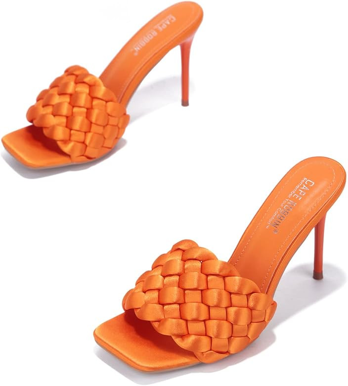 Cape Robbin Miella Stiletto High Heels for Women, Woven Shoes with Square Open Toe | Amazon (US)