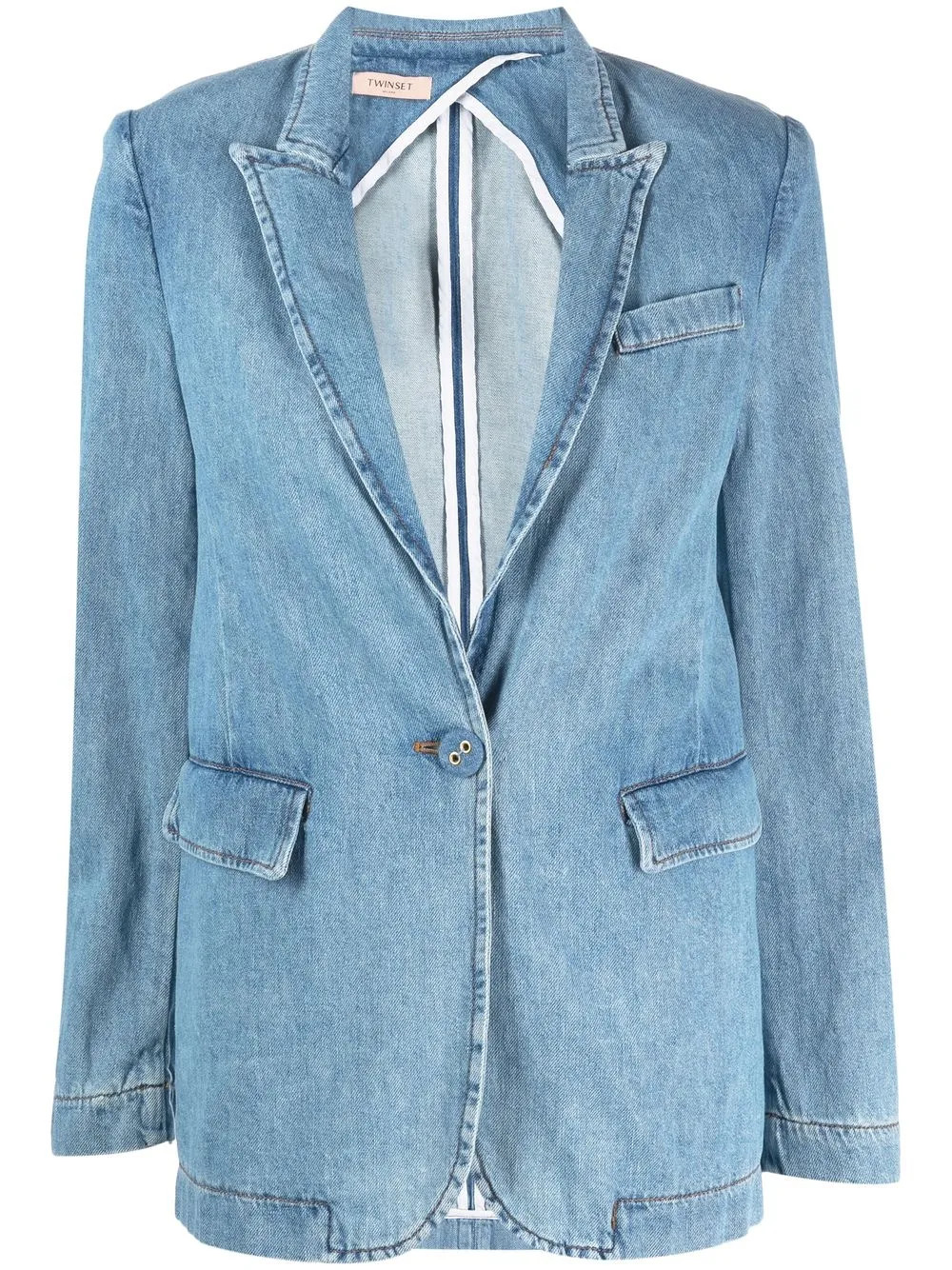 single-breasted denim blazer | Farfetch Global
