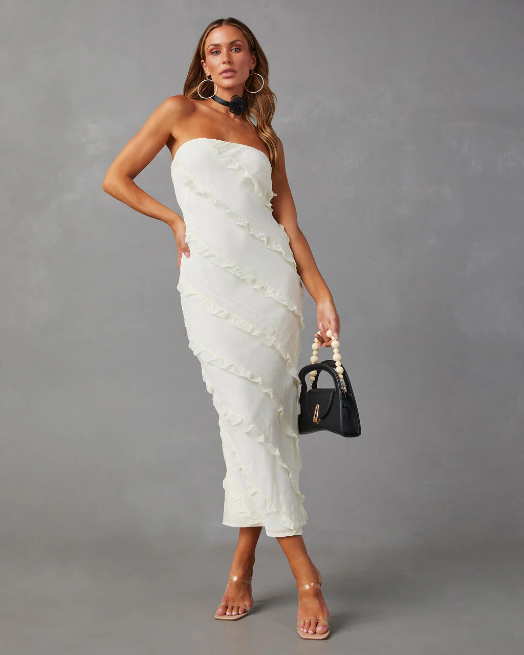 Baylie Strapless Ruffle Stitch Maxi Dress | VICI