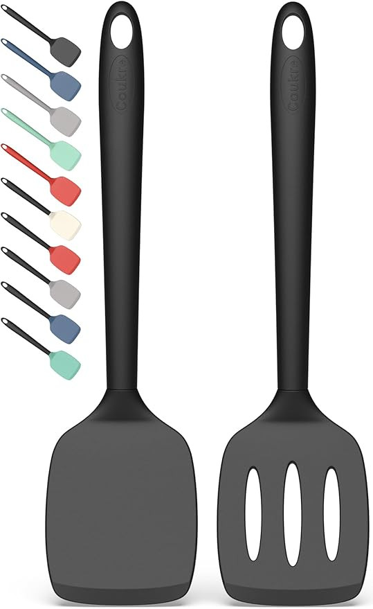 Coukre 2 Pack Silicone Spatula Set, High Heat Resistant, BPA Free Kitchen Spatula, Solid & Slotte... | Amazon (US)