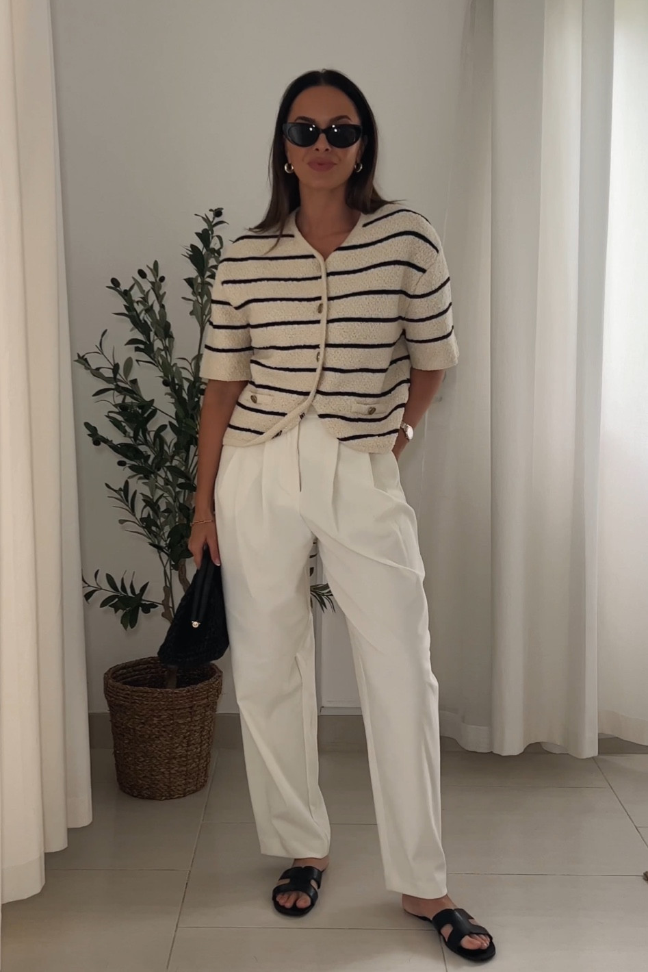 Cute spring summer outfit I’ll be wearing on repeat! This stripe knit I picked up recently and I’m obsessed with it. The shorter sleeves make it perfect for the warmer months and you can’t go wrong with stripes for spring! I’ve also worn these trousers to death too 😂

#LTKstyletip #LTKeurope #LTKSeasonal