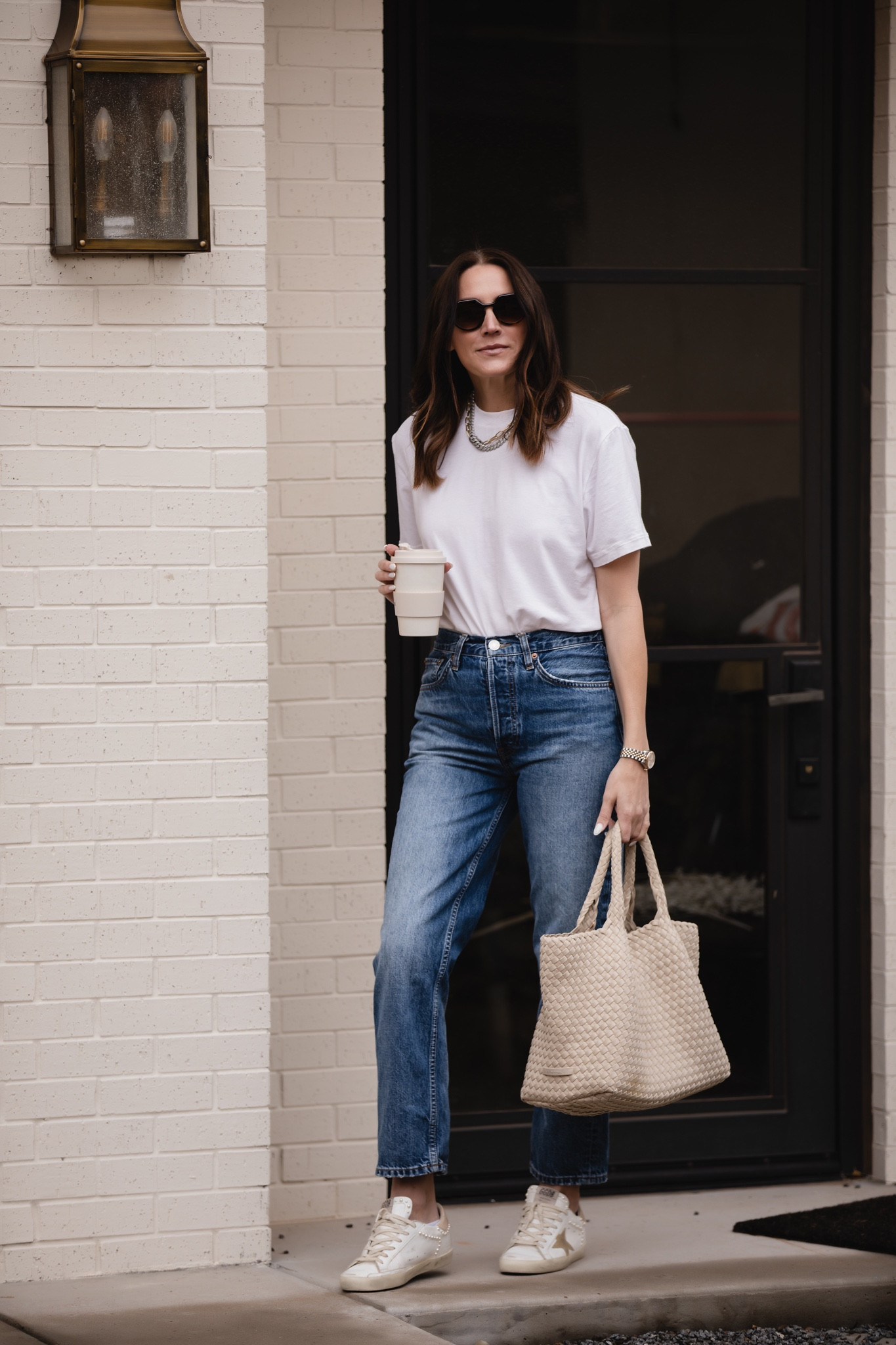Skim tee s - relaxed for 
Redone stove pipe jeans 
Naghedi tote

#LTKunder50 #LTKFind #LTKfamily