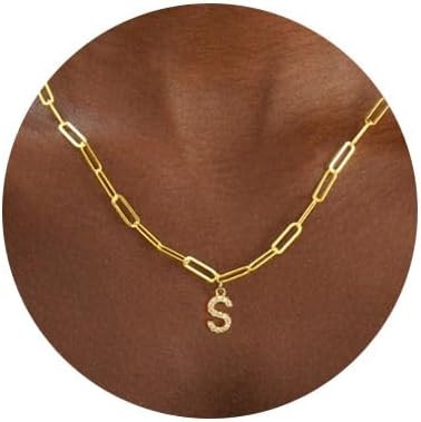 MONOZO Initial Necklaces for Women - 14K Gold Plated Cubic Zirconia Gold Letter Initial Necklace ... | Amazon (US)