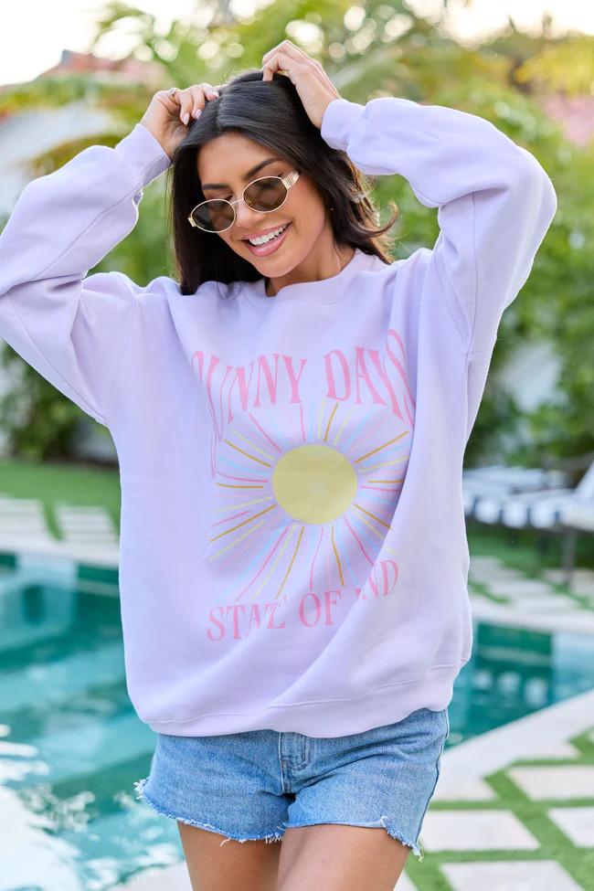 Sunny Days State Of Mind Purple Graphic Sweatshirt | Pink Lily