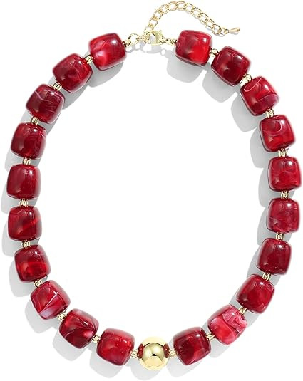 Colorful Chunky Necklaces for Women Multicolored Large Square Resin Beads Necklace Trendy Bold St... | Amazon (US)