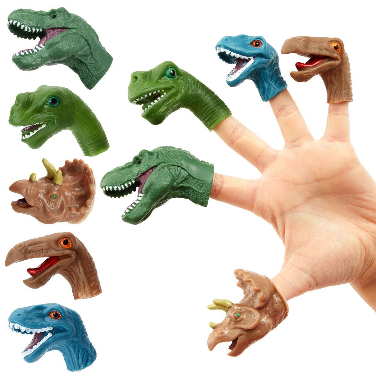 Juvale 10 Pack Dinosaur Finger Puppets for Kids Toys, Dino Head Figurines for Boys Toddlers Party... | Target