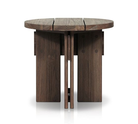 Enid Teak Round Outdoor Accent Table (22") | Pottery Barn (US)