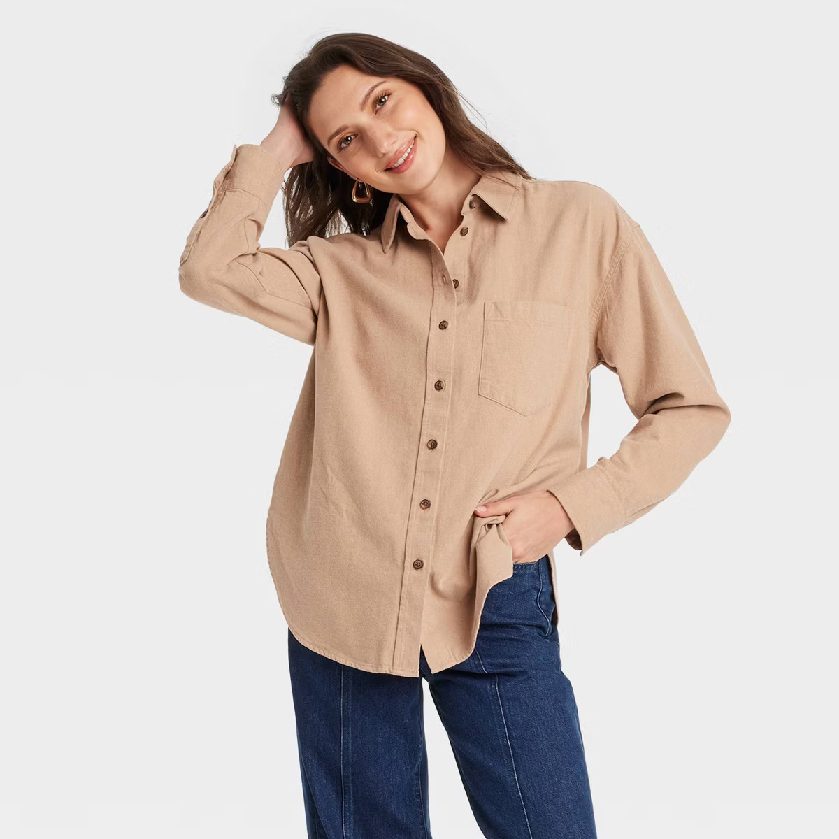 Women's Oversized Flannel Long Sleeve Collared Button-Down Shirt - Universal Thread™ | Target
