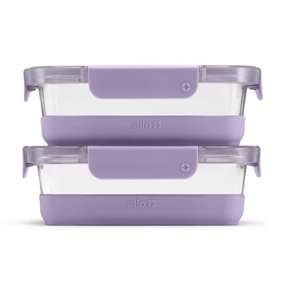 Ello 4pc 3.4c Glass Refresh Food Storage Container Set purple: Microwave & Oven Safe, Dishwasher ... | Target