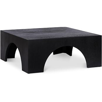 Meridian Furniture 273Black-C Arch Collection Art Deco Coffee Table with Solid Oak Wood, Black Fi... | Amazon (US)