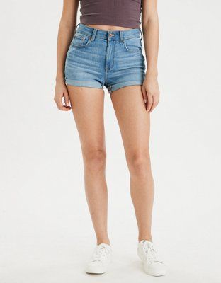 AE Ne(x)t Level Super High-Waisted Denim Short Short | American Eagle Outfitters (US & CA)