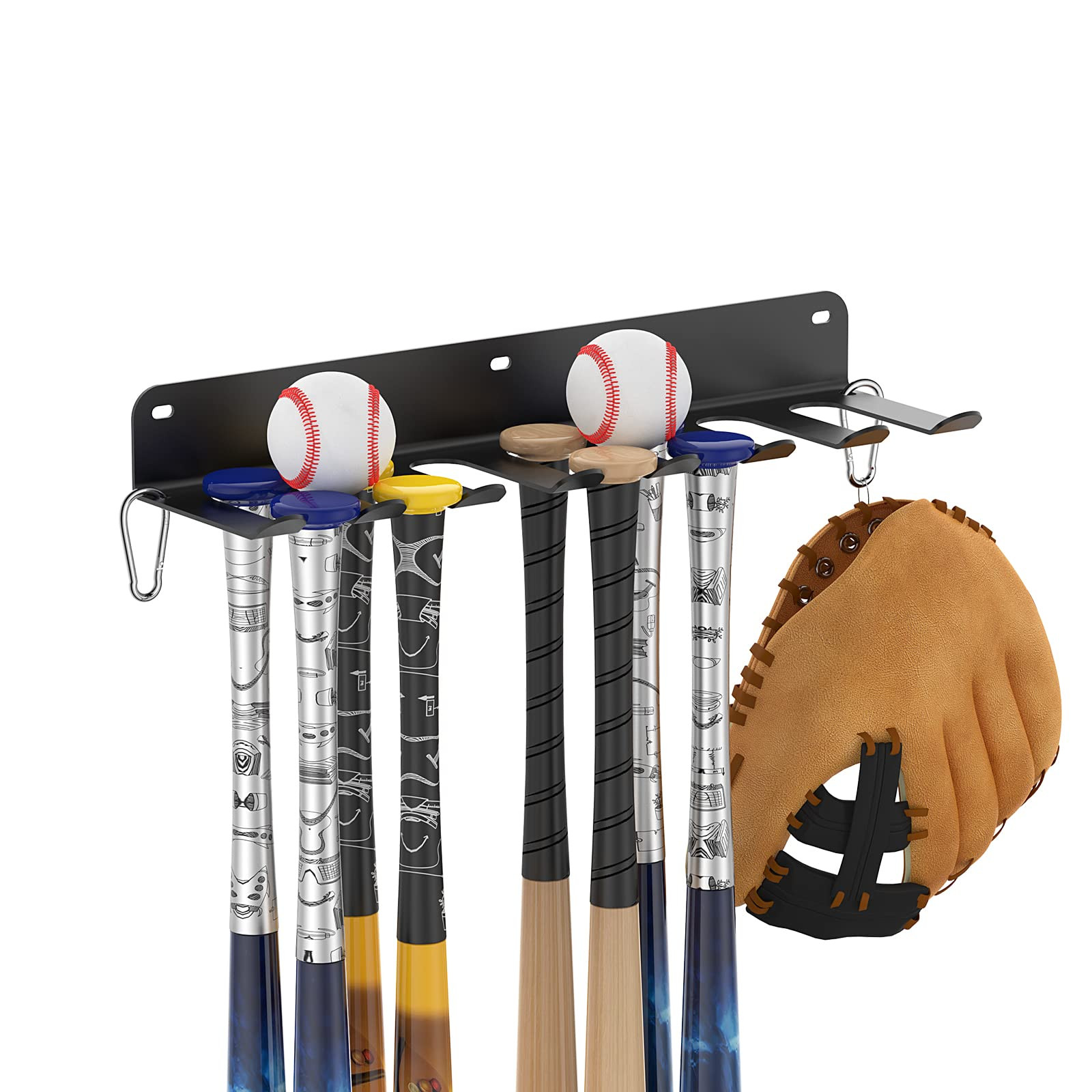 Baseball Bat Rack, 14 Bats Display Rack, Metal Bat Hanger, Bat Holder for Dugout Fence Garage, Bl... | Amazon (US)