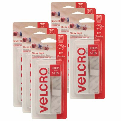 VELCRO® Sticky Back Tape, White, 18" x 3/4", 6 Rolls | Target