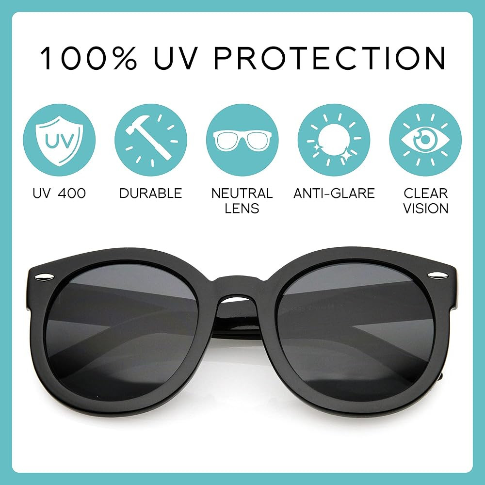 zeroUV - Round Retro Oversized Sunglasses for Women with Colored Mirror and Neutral Lens 53mm | Amazon (US)