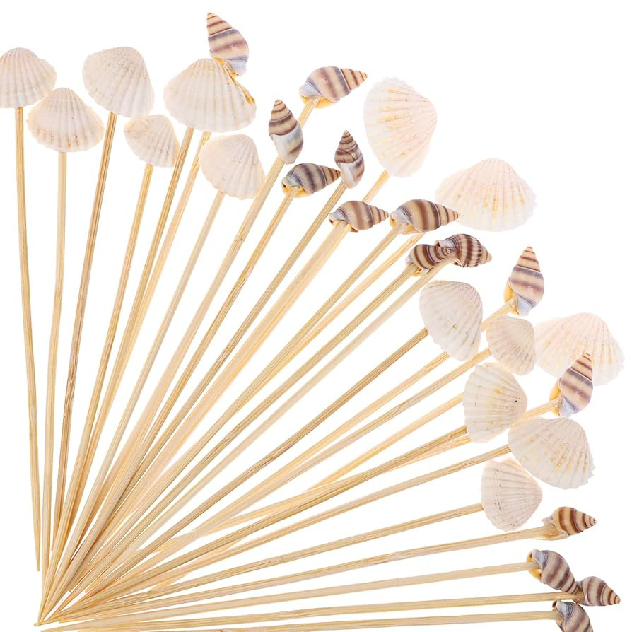 200PCS Disposable White seashell Cocktail Picks Conch Handmade Toothpicks Bamboo Skewers for Appe... | Amazon (US)