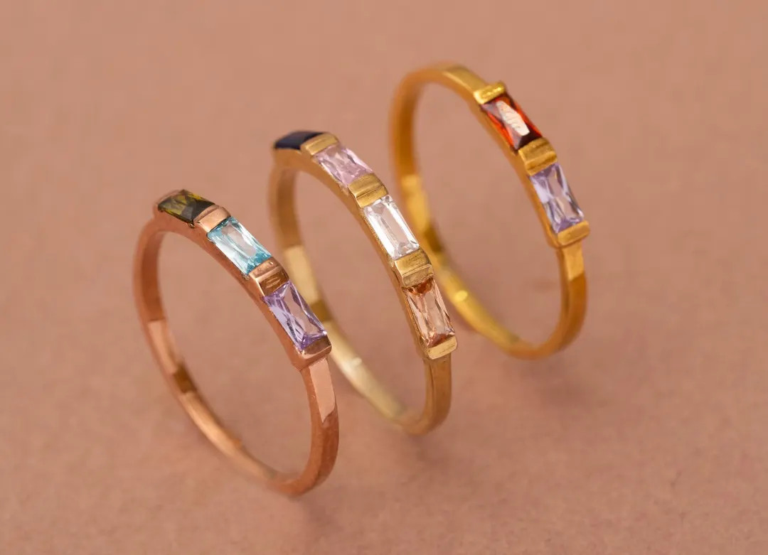 Family Birthstone Ring , Baguette Birth Stone Ring , Family Ring , Grandmother Ring , Christmas G... | Etsy (US)