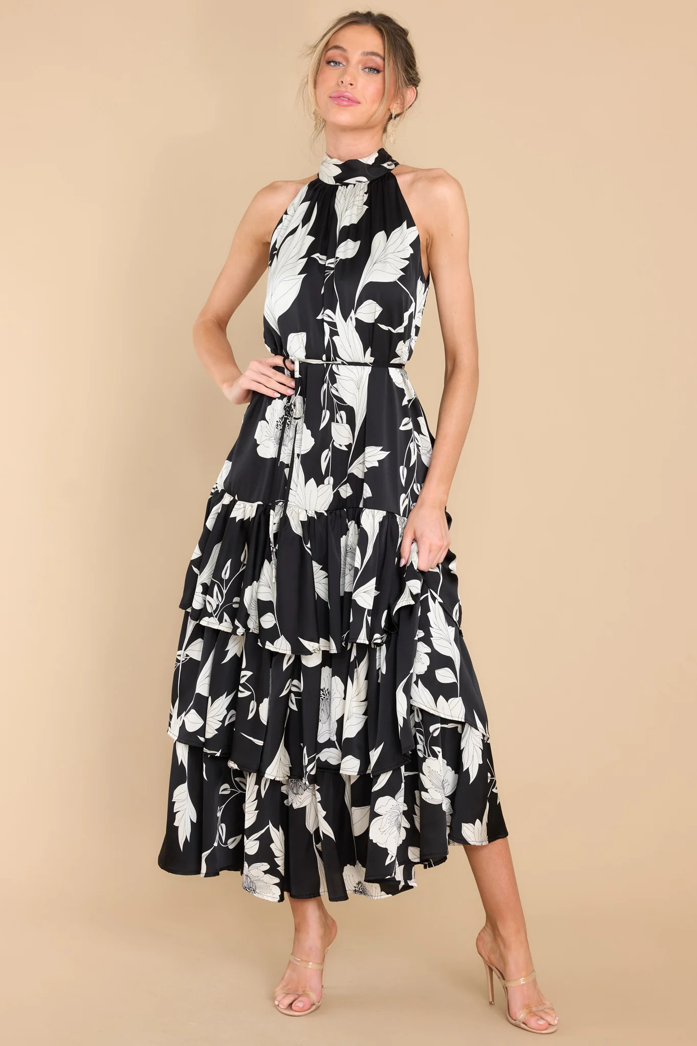Too Hot To Handle Black Midi Dress | Red Dress 