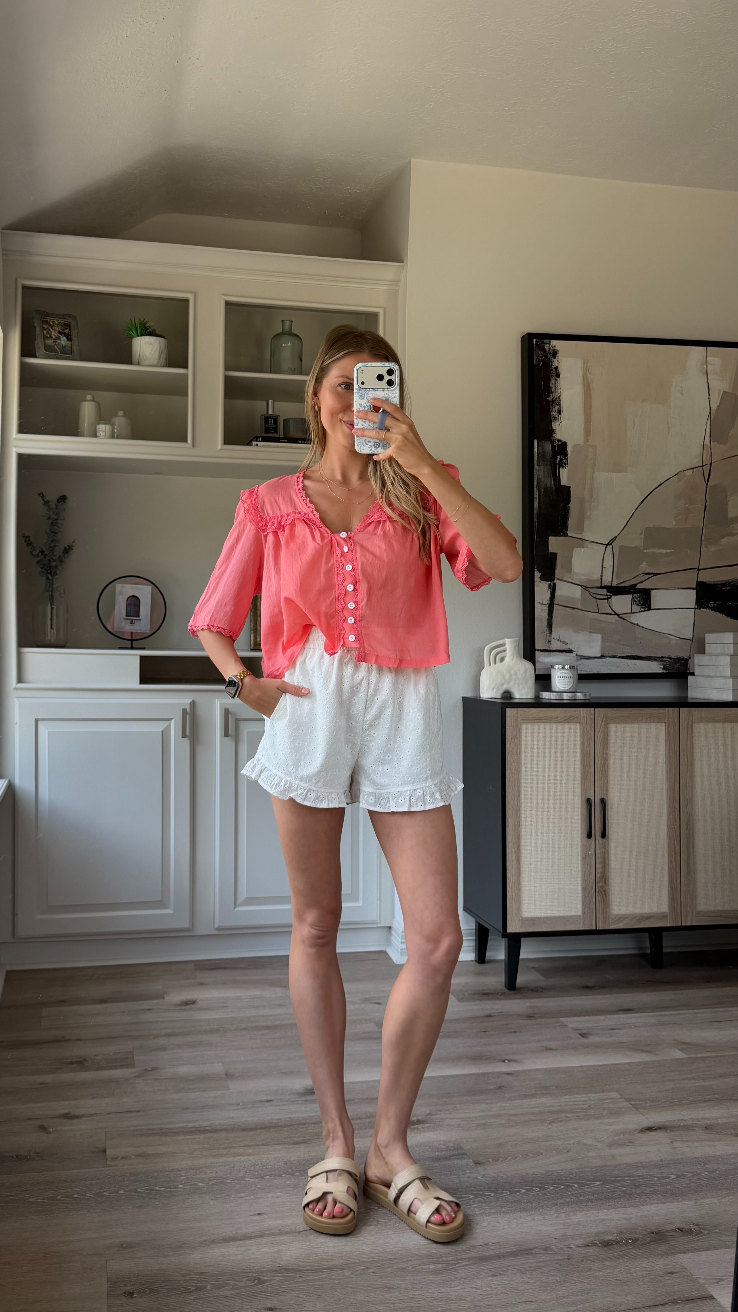 How cute is this bring lace top!? Wearing small in top and shorts!  

 #LTKgrwm #LTKootd #LTKmomlife