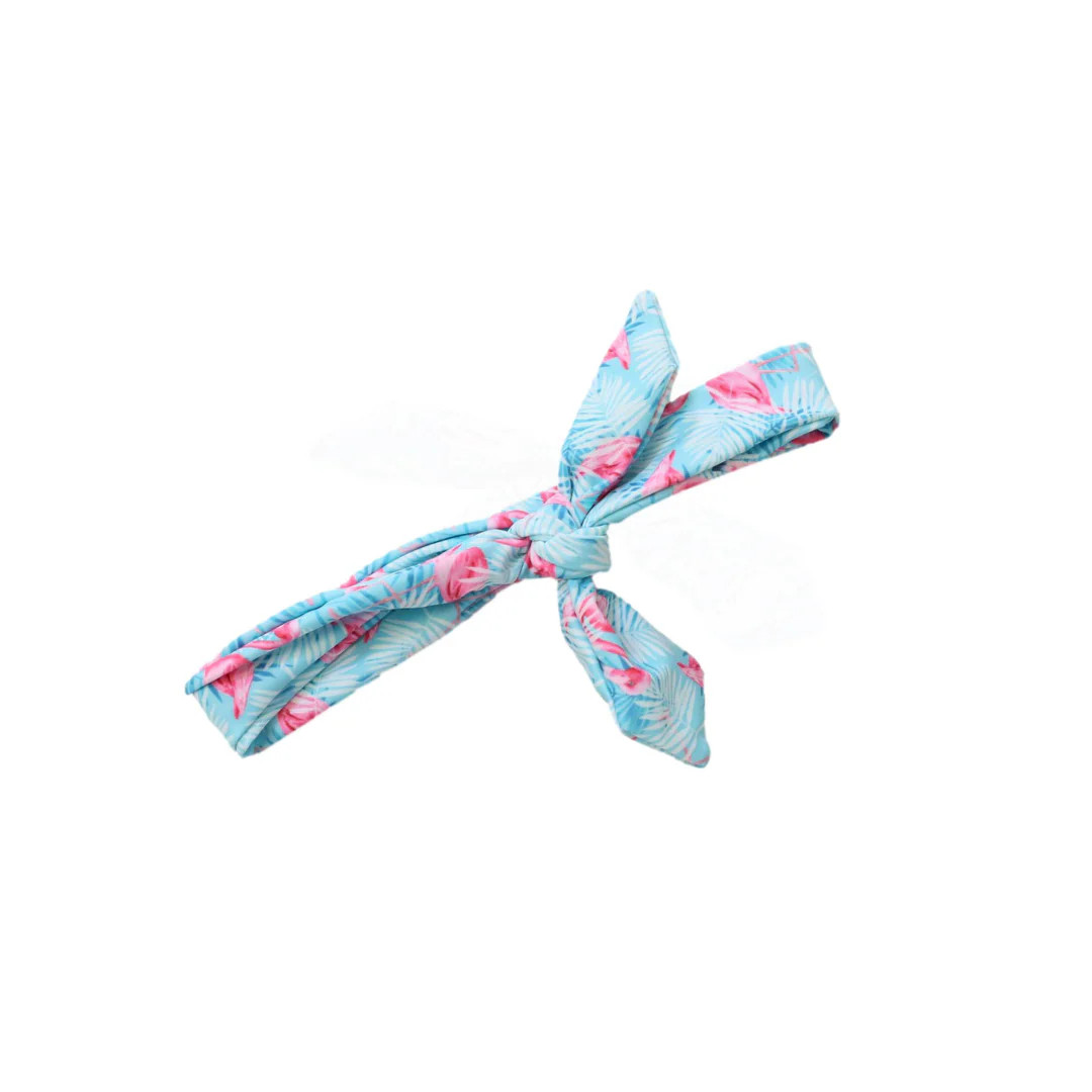 Aqua Flamingo Headwrap | Blueberry Bay Swimwear