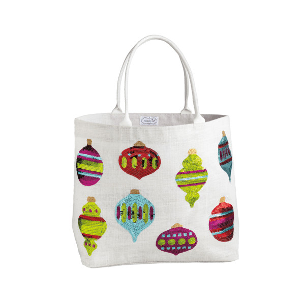 Holiday Ornaments Sparkle Tote | Mud Pie
