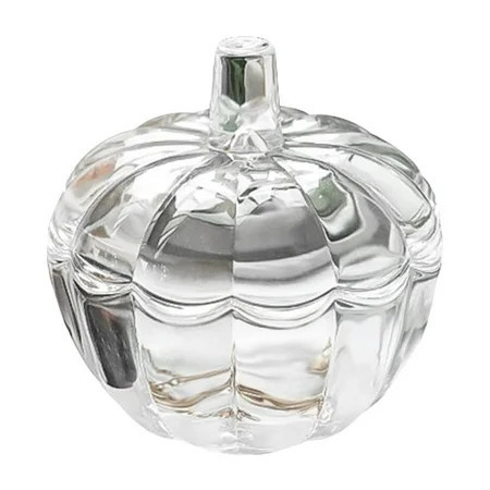 Halloween Pumpkin Glass Candy Jar - Clear, with Lid, Smooth Edges, for Candies/Cookies/Trinkets, Table Centerpiece, Durable, Party Decor | Walmart (US)