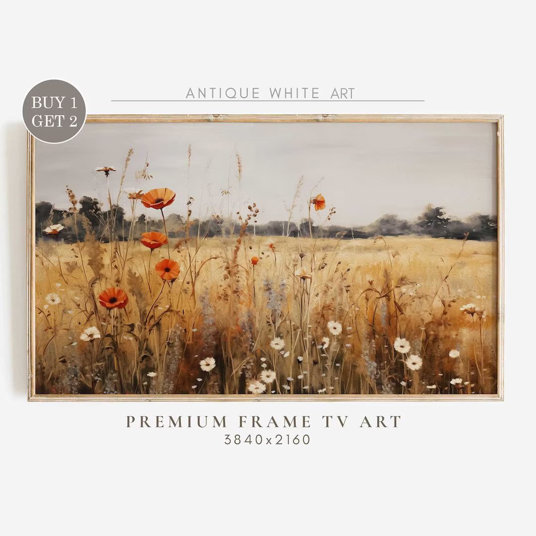 Fall Wildflowers Vintage Frame TV Art, Autumn Art for TV, Wildflower Art, Autumn Aesthetic Decor,... | Etsy (US)