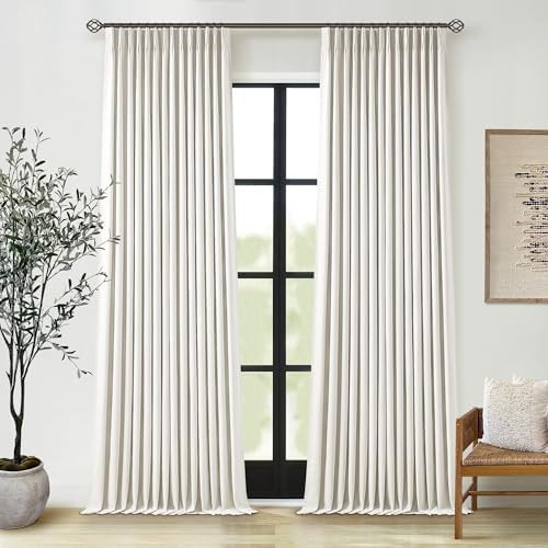 102 Inches Long Pinch Pleated Linen Blackout Curtains for Bedroom Back Tab Track Memory Trained S... | Amazon (US)