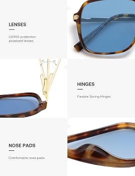 SOJOS Sunglasses for Women & Men, Square, Retro, Polarized Lens, Trendy Aviator, 90s Shades | Amazon (US)
