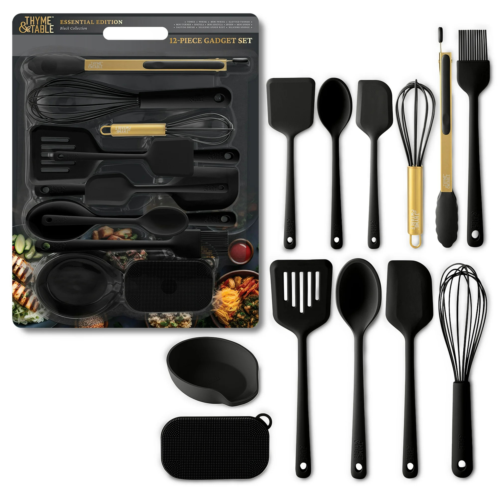 Thyme & Table 12- Piece Silicone Cooking Utensil Set, Black - Walmart.com | Walmart (US)