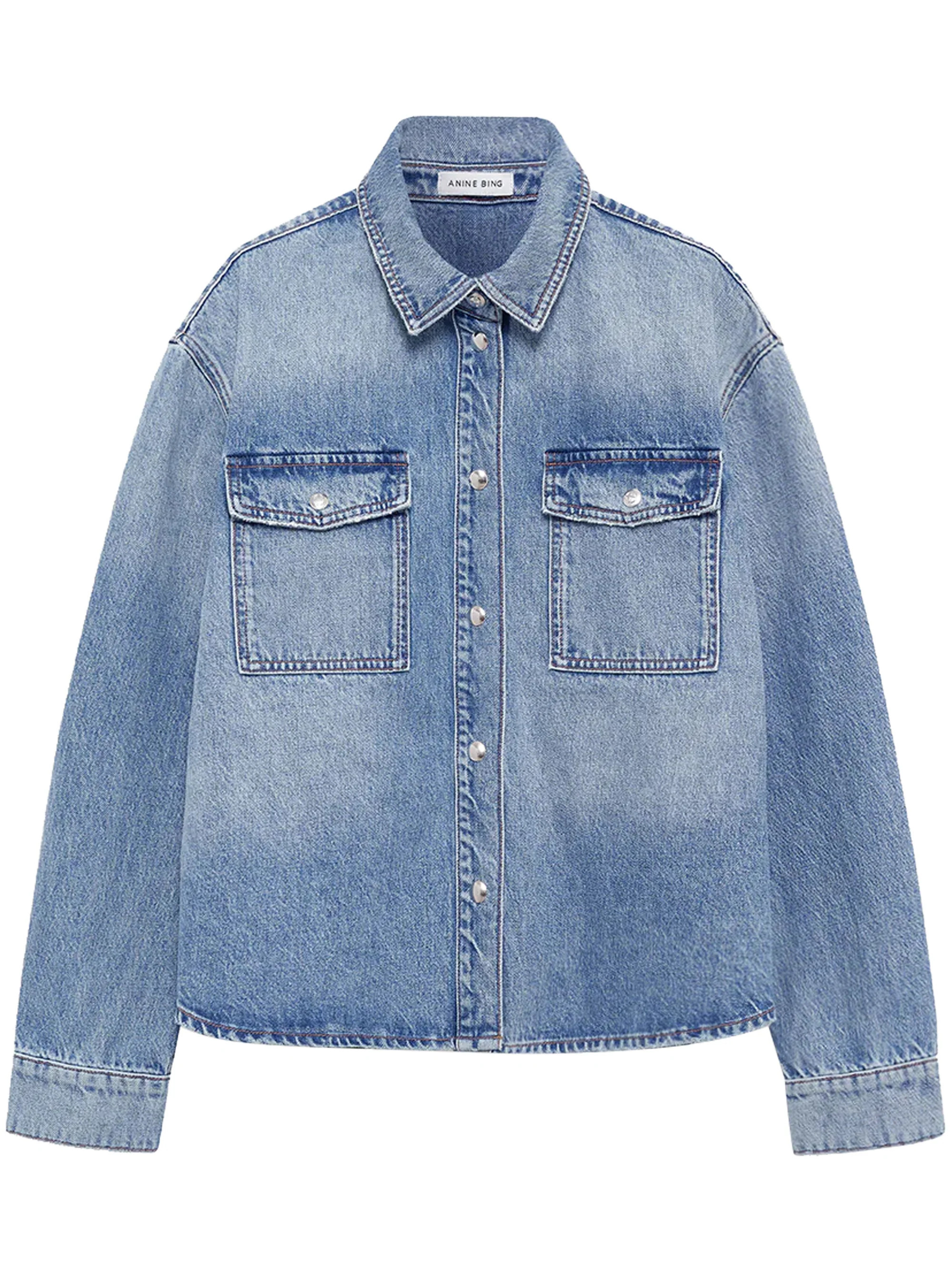 Denim Shirt with Classic Collar and Button-Down Front | Shop Simon