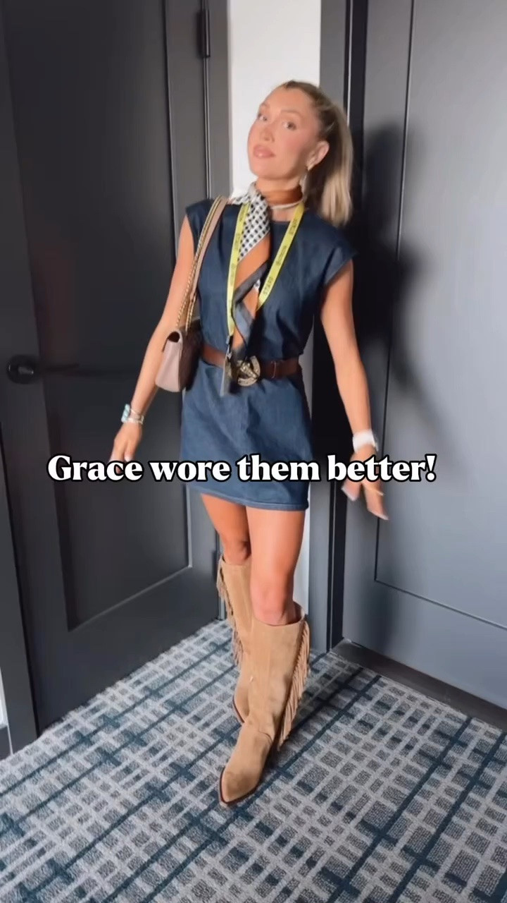 Fringe + cowboy boots = the perfect fall boot. Western without feeling too western, and such an easy way to make denim, dresses and fall basics feel more current.
