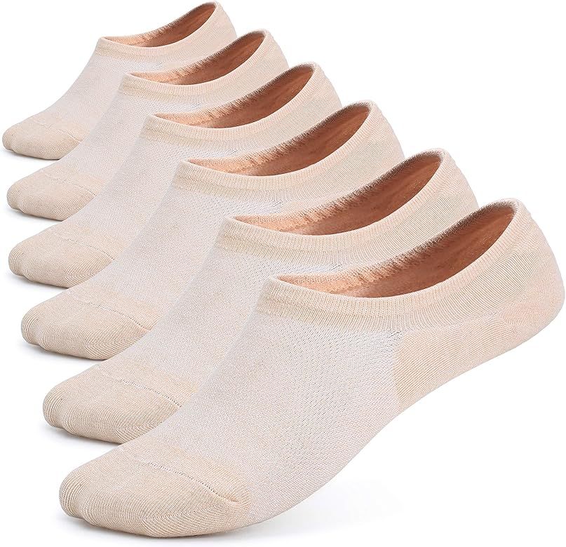 Leotruny Women’s 6 Pairs Bamboo Mesh Design Low Cut Non Slip No Show Socks | Amazon (US)