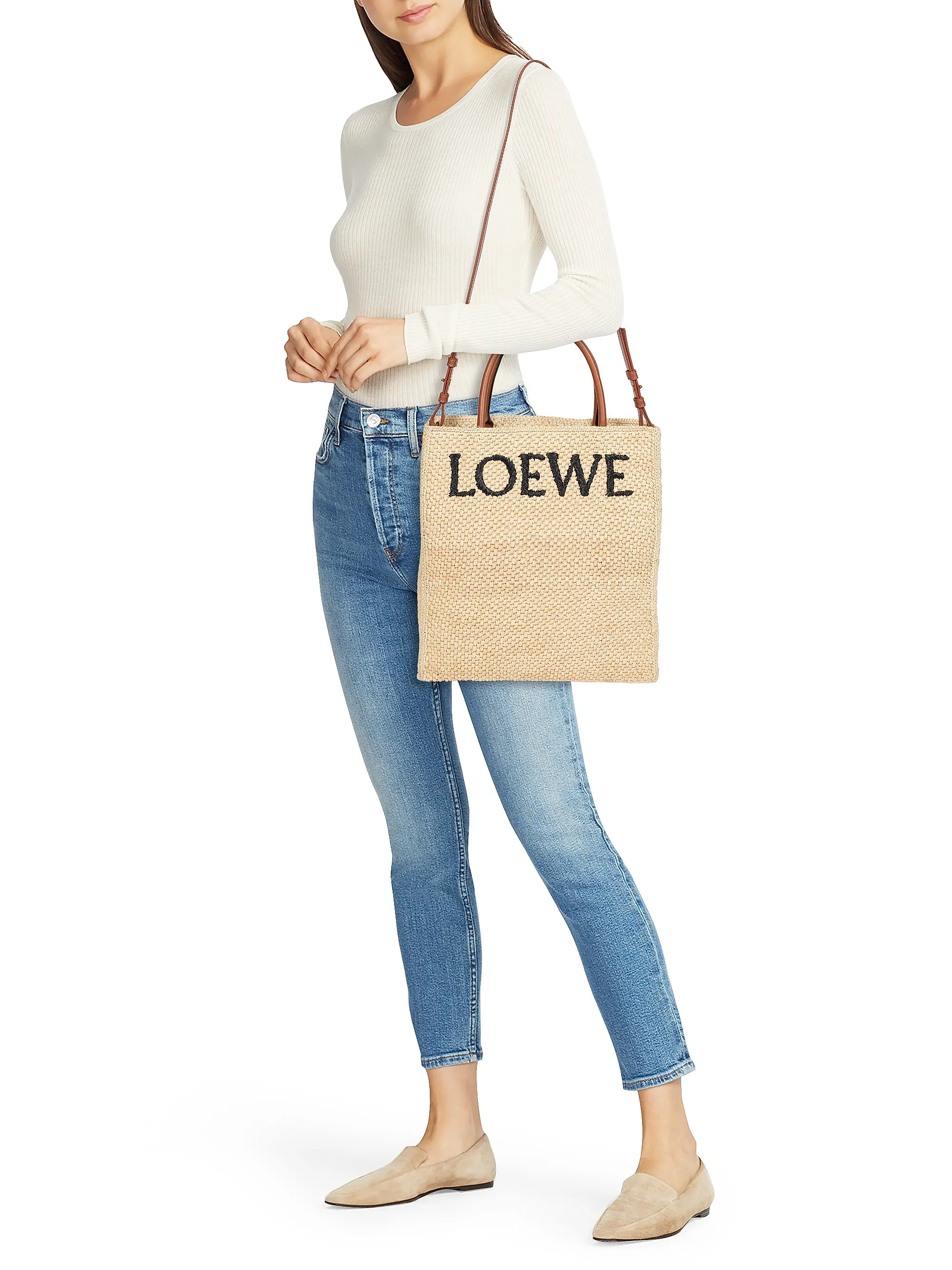 A4 Raffia & Leather Tote Bag | Saks Fifth Avenue