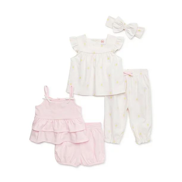 Wonder Nation Baby Girl Ruffle Outfit Set, 5-Piece, Sizes 0/3-24 Months | Walmart (US)