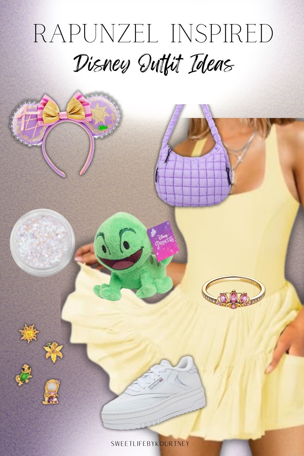 Rapunzel-inspired Disney outfit idea 💜 Cute princess park style with soft yellow, lavender details, and a little sparkle for magical Disney days. #LTKFinds #DisneyOutfit #RapunzelInspired #DisneyStyle #PrincessStyle #SweetLifeByKourtney 

 #LTKgrwm #LTKootd #LTKTravel