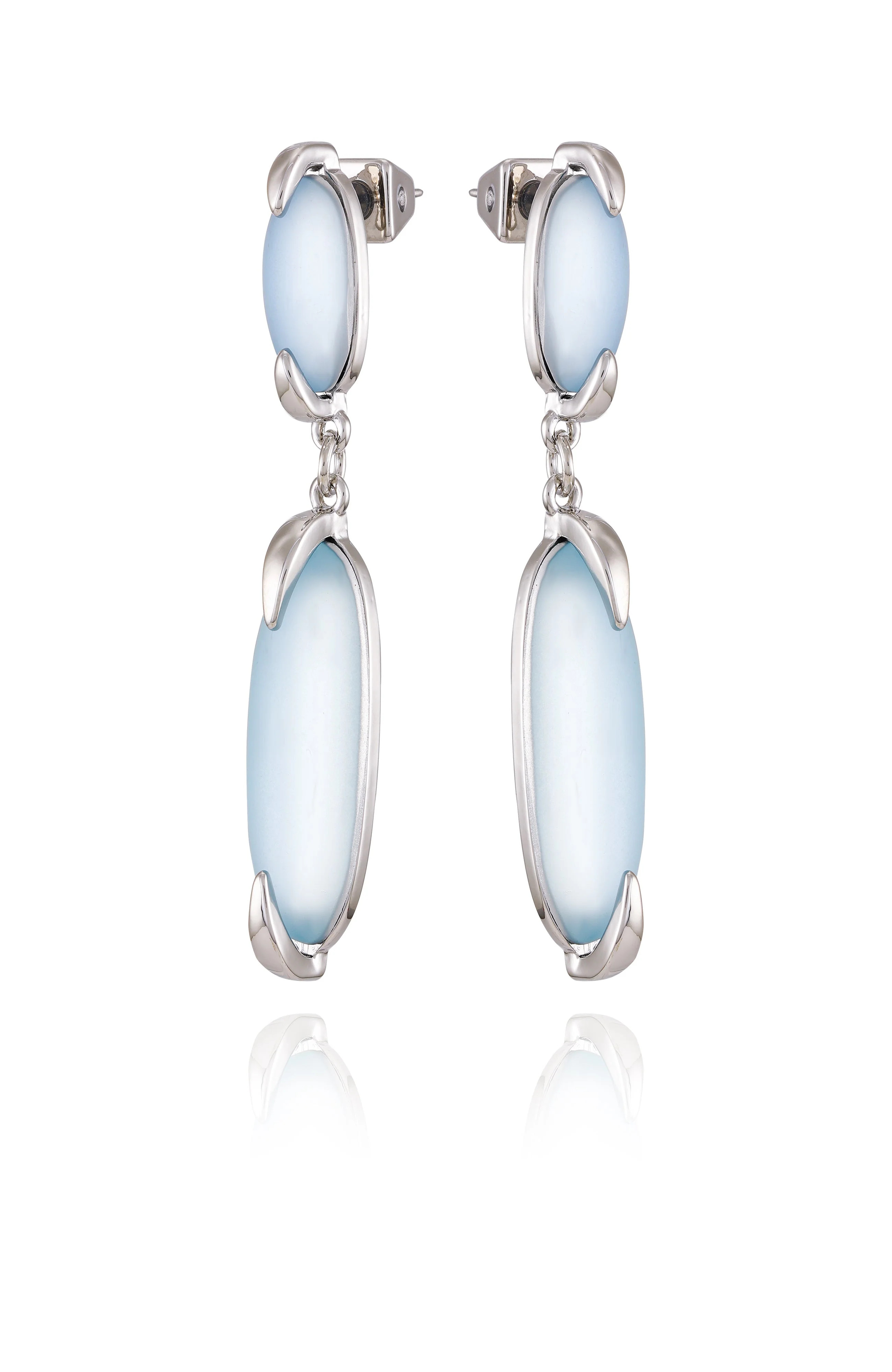 Silvertone & Blue Stone Drop Earrings | Vince Camuto