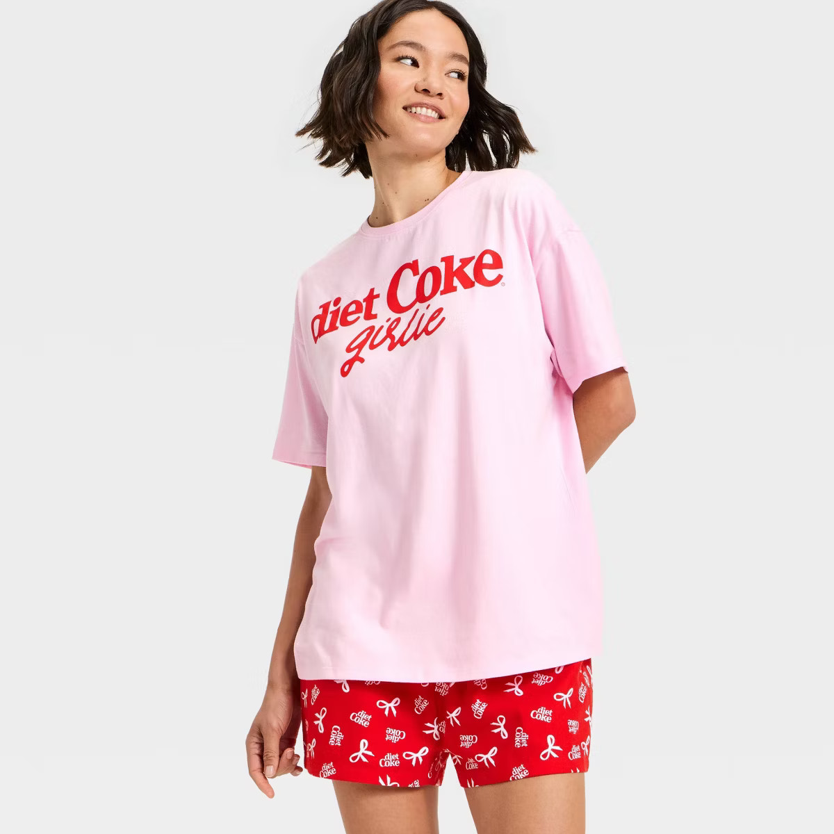 Women's Diet Coke Girlie Graphic Sleep Pajama Set - Pink | Target